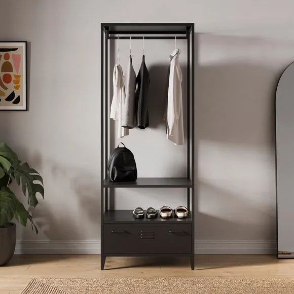 Open Wardrobe with Adjustable Legs - Black, Metal image