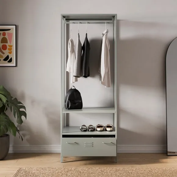 Open Wardrobe with Adjustable Legs - Sage, Metal