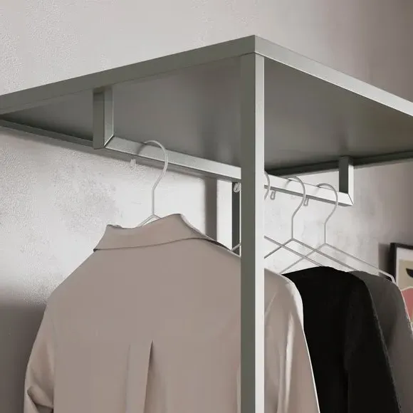Open Wardrobe with Adjustable Legs - Sage, Metal