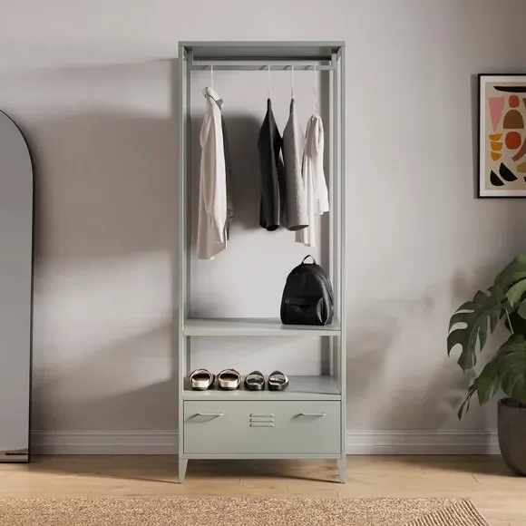 Open Wardrobe with Adjustable Legs - Sage, Metal