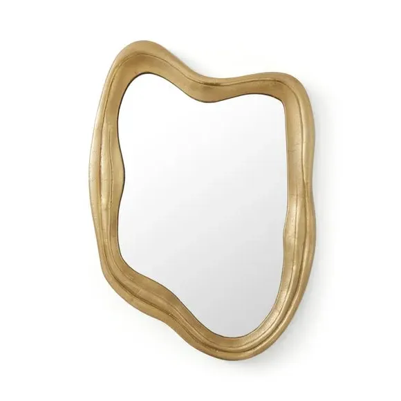 Organic Shaped Wall Mirror - Gold, Aluminium
