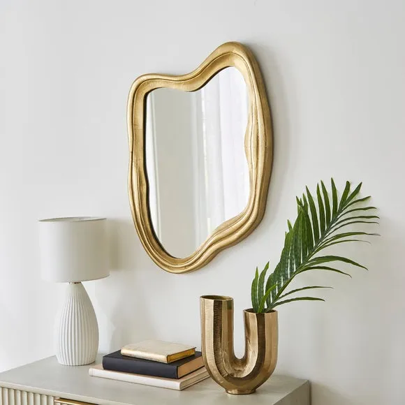 Organic Shaped Wall Mirror - Gold, Aluminium image
