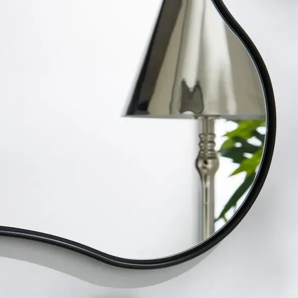 Organic Wall Mirror with Hooks - Black