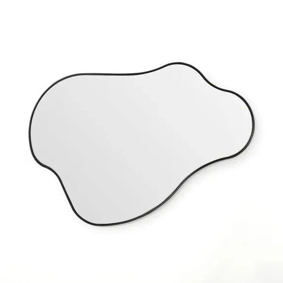 Organic Wall Mirror with Hooks - Black