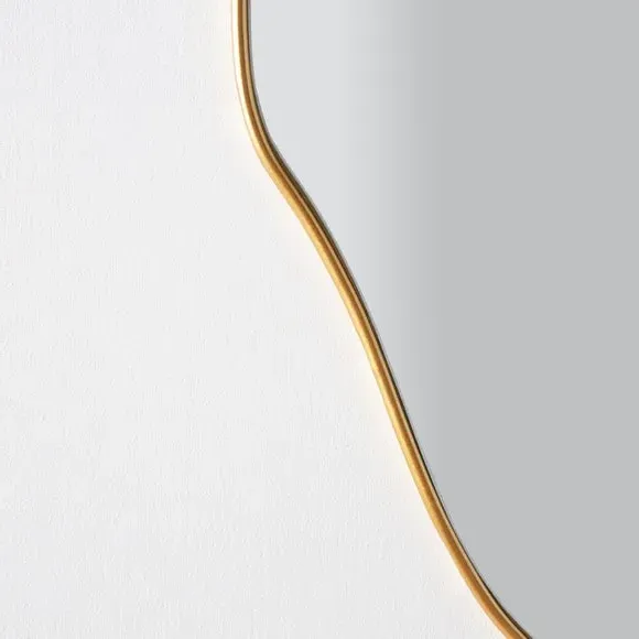 Organic Wall Mirror with Hooks - Gold
