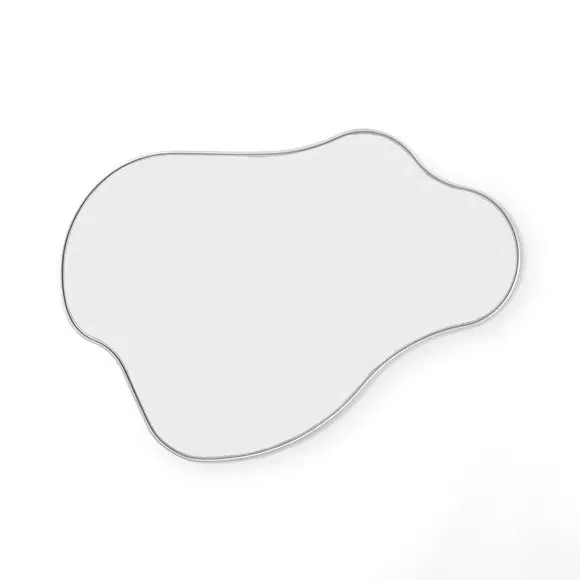 Organic Wall Mirror with Hooks - Silver