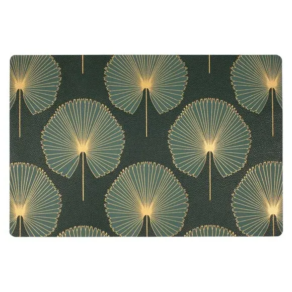 Oriental Fan Placemat - Green, Faux Leather image