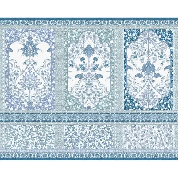 Ornate Wall Mural Panelling - Blue, Matt Finish