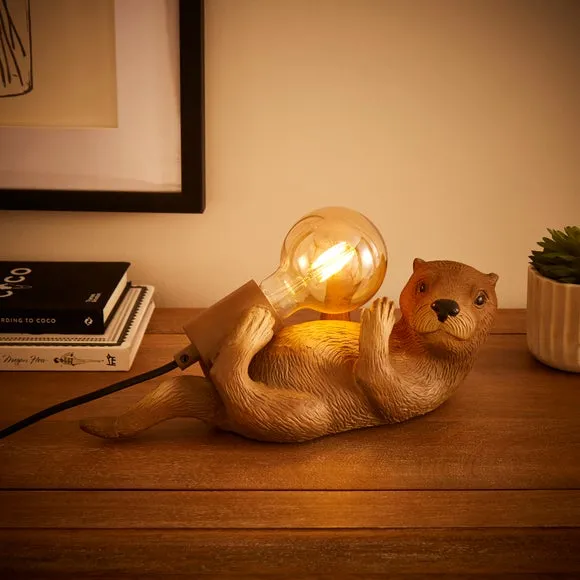 Otter Table Lamp with In-Line Switch - Black, Resin