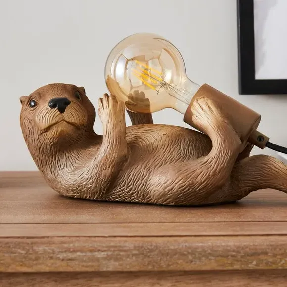 Otter Table Lamp with In-Line Switch - Black, Resin