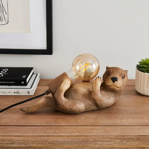 Otter Table Lamp with In-Line Switch - Black, Resin image