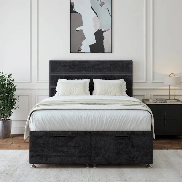 Ottoman Bed Base with Storage - Black, Chenille
