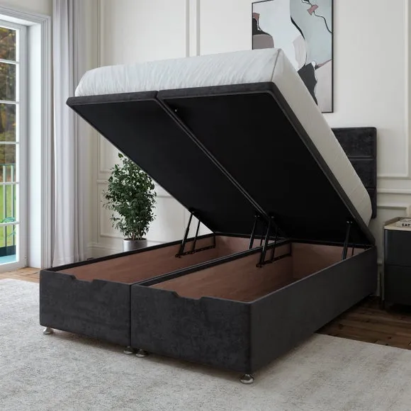 Ottoman Bed Base with Storage - Black, Chenille