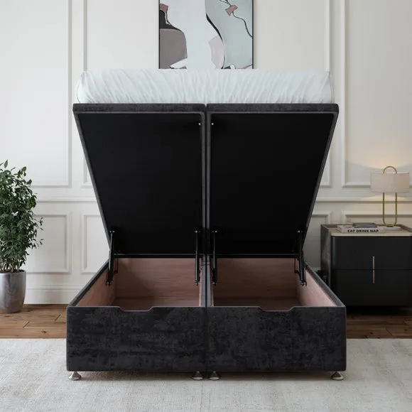 Ottoman Bed Base with Storage - Black, Chenille