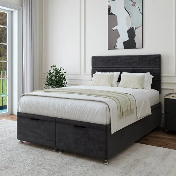 Ottoman Bed Base with Storage - Black, Chenille image
