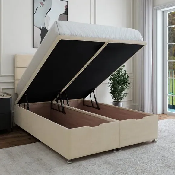 Ottoman Bed Base with Storage - Cream, Chenille