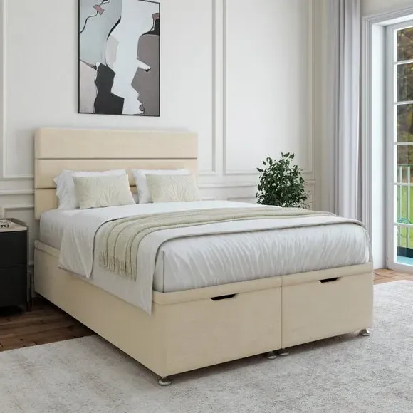 Ottoman Bed Base with Storage - Cream, Chenille