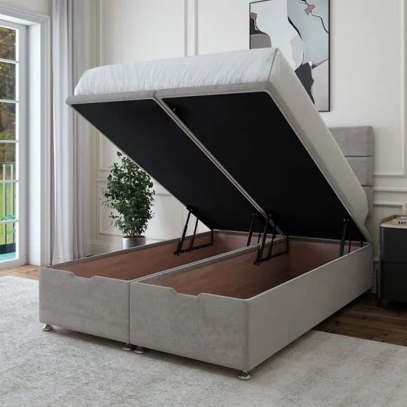 Ottoman Bed Base with Storage - Grey, Chenille