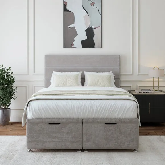 Ottoman Bed Base with Storage - Grey, Chenille