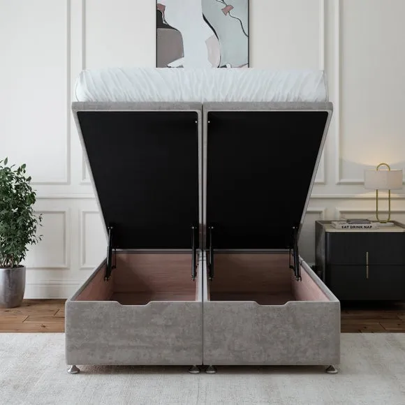Ottoman Bed Base with Storage - Grey, Chenille