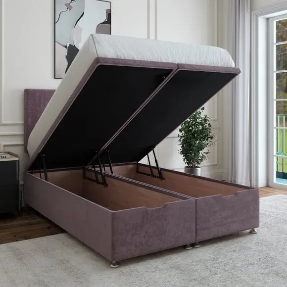 Ottoman Bed Base with Storage - Mauve, Chenille
