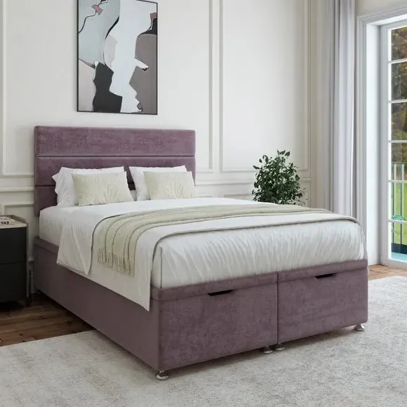 Ottoman Bed Base with Storage - Mauve, Chenille
