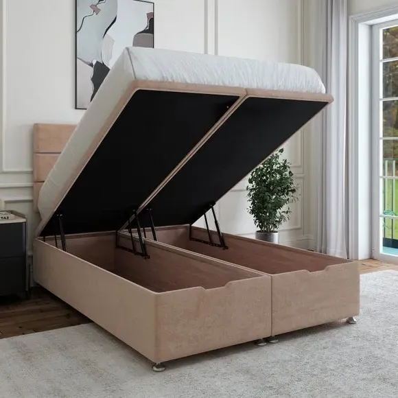 Ottoman Bed Base with Storage - Mink, Chenille