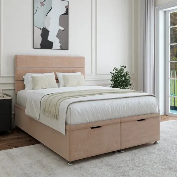 Ottoman Bed Base with Storage - Mink, Chenille