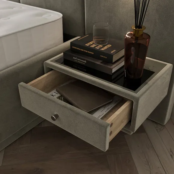 Ottoman Bed Frame with Storage - Dove, Velvet