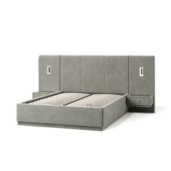 Ottoman Bed Frame with Storage - Dove, Velvet