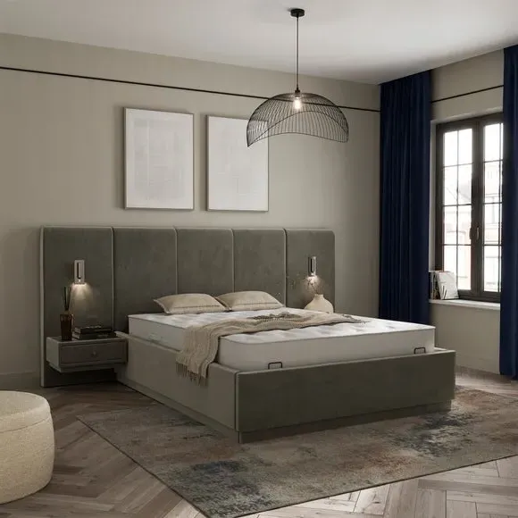 Ottoman Bed Frame with Storage - Dove, Velvet image