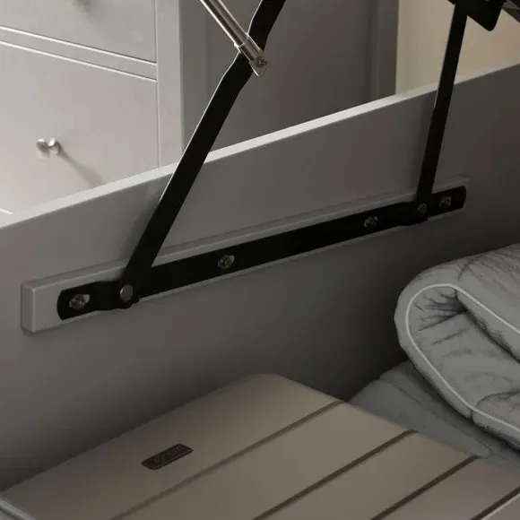 Ottoman Bed Frame with Storage - Grey, Wood