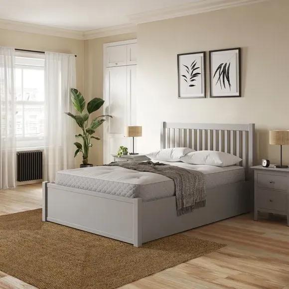 Ottoman Bed Frame with Storage - Grey, Wood image