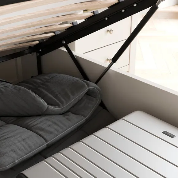 Ottoman Bed Frame with Storage - Stone, Timber