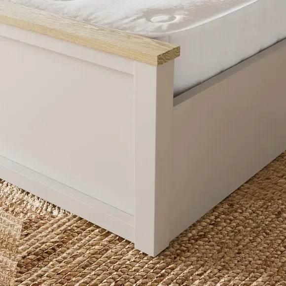 Ottoman Bed Frame with Storage - Stone, Timber