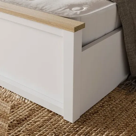 Ottoman Bed Frame with Storage - White, Timber