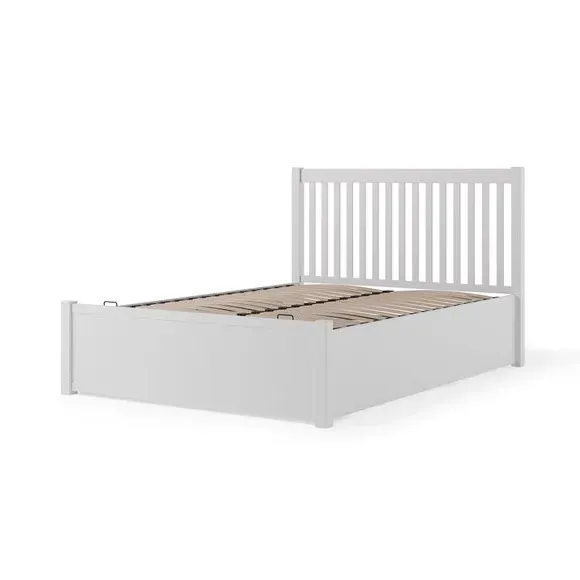 Ottoman Bed Frame with Storage - White, Wood