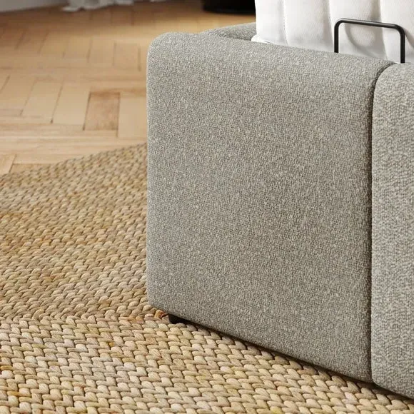Ottoman Bed with Storage - Grey, Boucle