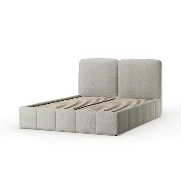 Ottoman Bed with Storage - Grey, Boucle