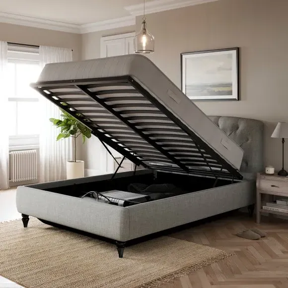 Ottoman Bed with Storage - Grey, Chenille