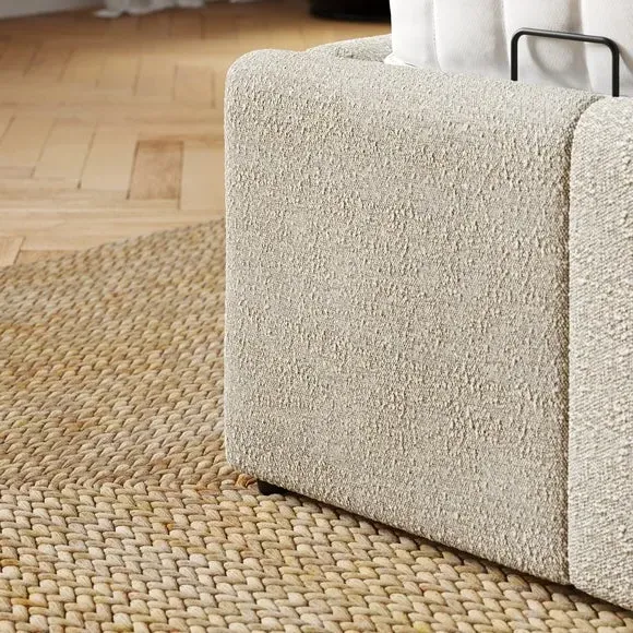 Ottoman Bed with Storage - Natural, Boucle