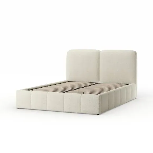 Ottoman Bed with Storage - Natural, Boucle