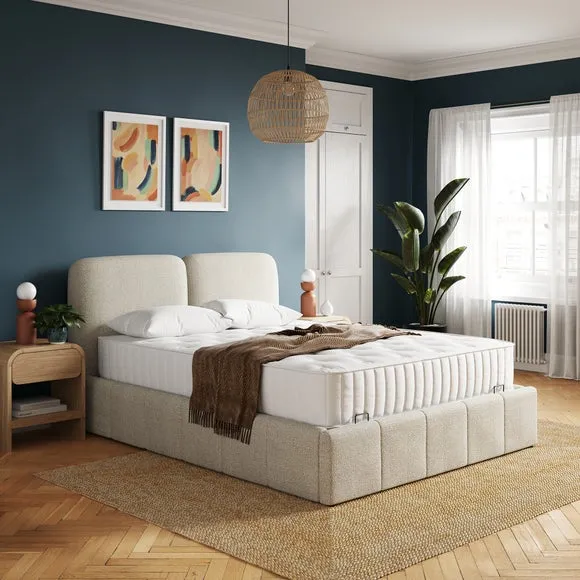 Ottoman Bed with Storage - Natural, Boucle