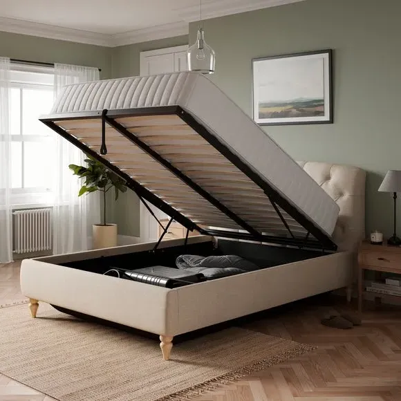 Ottoman Bed with Storage - Natural, Fabric