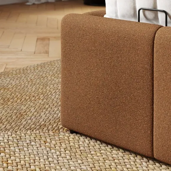 Ottoman Bed with Storage - Rust, Boucle