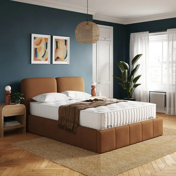 Ottoman Bed with Storage - Rust, Boucle