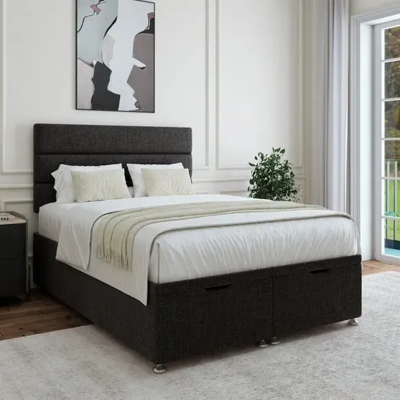 Ottoman Storage Base - Graphite, Woven Fabric