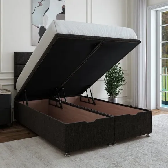 Ottoman Storage Base - Graphite, Woven Fabric