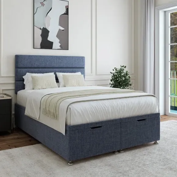 Ottoman Storage Base - Navy, Woven Fabric