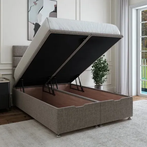 Ottoman Storage Base - Slate, Woven Fabric